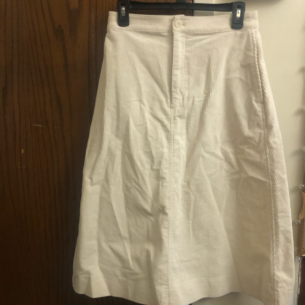Corduroy cream midi skirt. Uniqlo